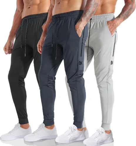 Miniatura 6 de BROKIG Pantalones deportivos ligeros para hombre, elásticos, de secado rápido, con bolsillos con cremallera