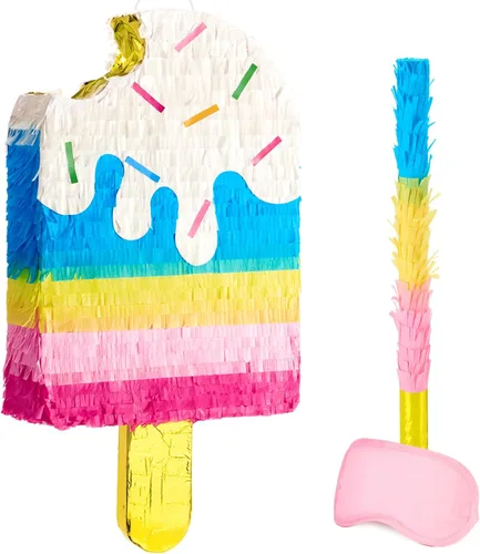 Miniatura 95 de WERNNSAI - Piñata de sirena plegable, piñata de cumpleaños con flecos que incluye cuerda para jalar, venda y bate. Decoraciones