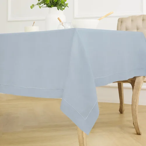 Miniatura 2 de Solino Home Mantel de lino azul polvoriento, 60 x 120 pulgadas, mantel de lino 100% puro con vainica para mesas rectangulares, dobladillo clásico