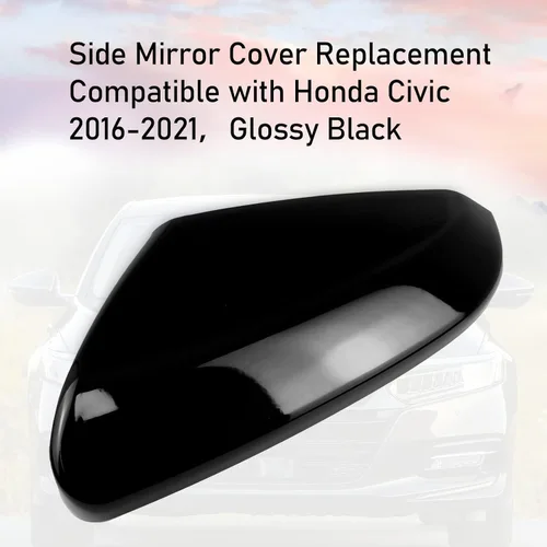 Miniatura 2 de Moonlinks Compatible con Honda Civic 2016-2021 - Cubierta de repuesto para espejo lateral del conductor, color negro brillante para 10ª