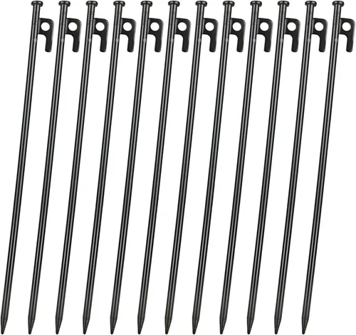 12 estacas de tienda de campaña resistentes, estacas de metal de 16 pulgadas para exteriores, escalada de montaña, camping, senderismo