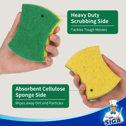 Miniatura 5 de MR.SIGA Esponja exfoliante de celulosa resistente, esponja de doble cara para lavar platos para cocina, paquete de 12