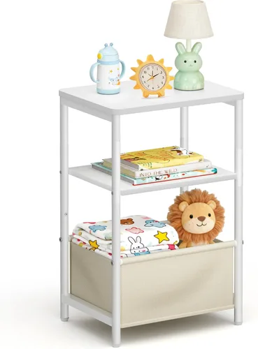 MISSLO Mesita de noche para niños pequeños con cesta de almacenamiento, mesita de noche para niños con mesa grande para sala de estar, fácil