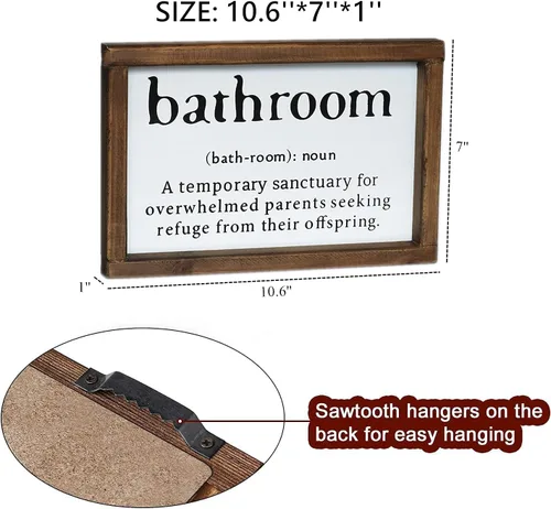 Miniatura 7 de Lavender Inspired Letreros divertidos de baño de granja, decoración de pared con cita de humor, letreros de medio baño, decoración rústica