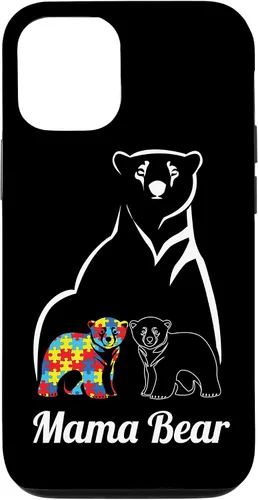 Miniatura 27 de Funda para iPhone 14 Pro Max para concientización sobre el autismo, mamá oso, mamá y niño