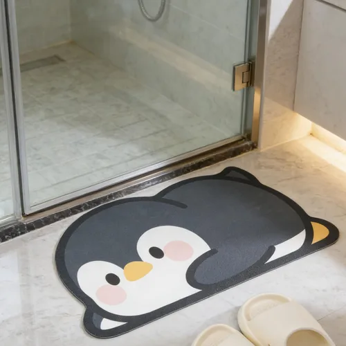 Miniatura 9 de Alfombra de baño con diseño de animales bonitos, antideslizante, súper absorbente, ultra fina, para ducha, bañera y fregadero, tapete de baño de Oso