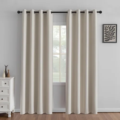 Miniatura 24 de IGEMAEVE Cortinas 100% opacas de 108 pulgadas de largo para dormitorio, juego de 2 paneles de cortinas opacas con bolsillo para barra y pestaña