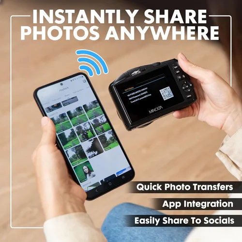 Miniatura 6 de Minolta Cámara digital de 64 MP, video 4K Ultra HD a 60 FPS, zoom digital de 16x, WiFi, sensor CMOS, pantalla LCD de 3 pulgadas, exposición Púrpura