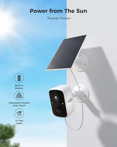 Miniatura 3 de Hiseeu Cámaras de seguridad inalámbricas para exteriores, kit de 2 cámaras, ampliable a 10CH, sin tarifa mensual, alimentado por energía solar, Kit