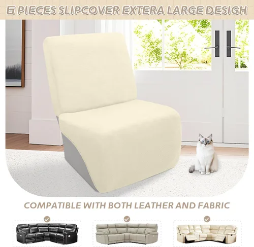 Miniatura 535 de Arfntevss Fundas de sofá seccional reclinable de terciopelo, Funda de sofá seccional de esquina para sofá reclinable, Funda elástica suave