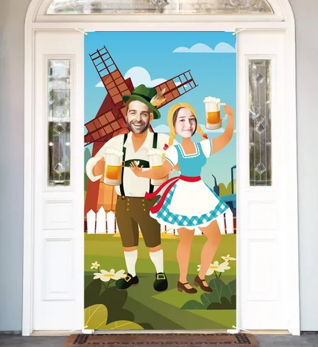 Miniatura 2 de Oktoberfest - Decoración de carteles para puerta, juegos divertidos, suministros para festivales de cerveza bávara