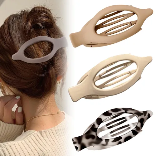 Miniatura 16 de Pinzas planas para el cabello para mujeres, pinzas de garra planas y pinzas de pico de pato para cabello grueso o delgado, accesorios de peinado