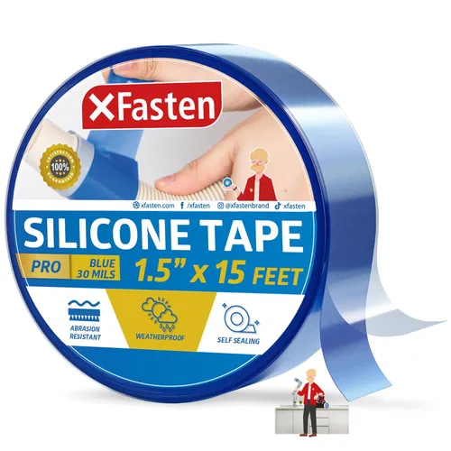 Miniatura 15 de XFasten - Cinta de silicona autofusible Pro, transparente, 1.5 pulgadas x 15 pies, cinta de reparación de silicona extrema de 30 milésimas
