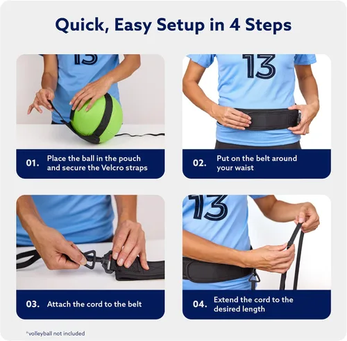 Miniatura 8 de MOTOMY™ Volleyball Training Equipment Aid ‘VolleyPal’ – Solo Rebounder Trainer for Serve, Spike, Set & Pass; Indoor and Outdoor Practice Gear