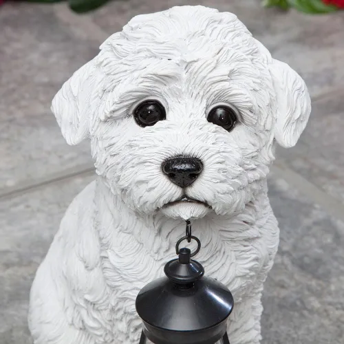Miniatura 2 de Bits and Pieces - Estatua de linterna solar para perros - Linterna de jardín con energía solar - Escultura de perro de resina con luz LED