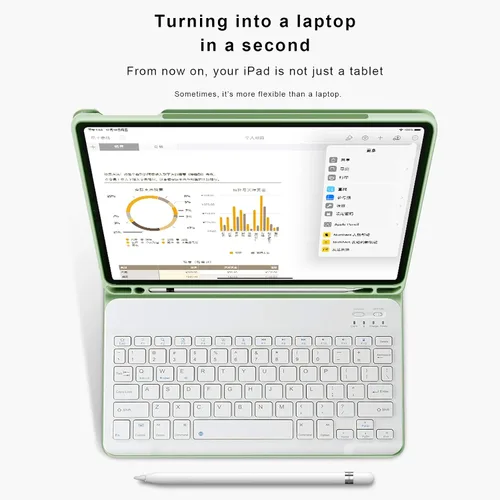 Miniatura 6 de aoub Funda para iPad de 9ª/8ª/7ª Generación de 10.2 pulgadas, Funda con Soporte Folio Desmontable Cubierta de Teclado Inalámbrico Bluetooth Funda