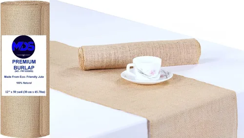 Miniatura 10 de MDS - Paquete de 5 caminos de mesa de arpillera para boda de 12 pulgadas x 10 yardas de largo, rollo para estilo granja, manteles individuales