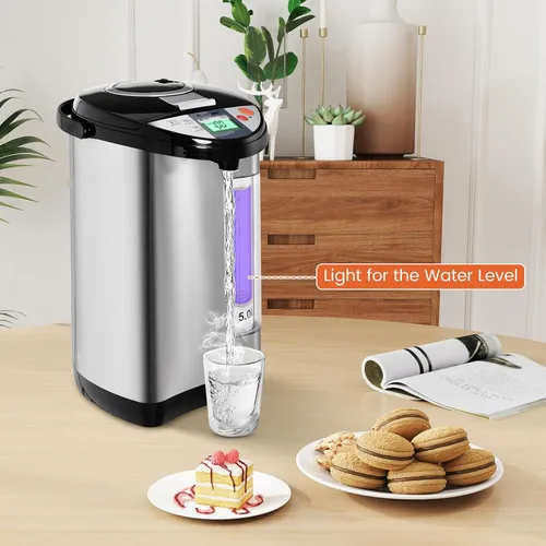 Miniatura 9 de ARLIME Dispensador de agua caliente de 5 L, hervidor de agua eléctrico con dispensador de 3 vías, pantalla LCD y 5 ajustes de temperatura, caldera