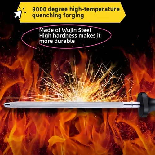 Miniatura 5 de Varilla de acero profesional para afilar cuchillos de 13 pulgadas, varilla magnética de alto carbono para cuchillos de chef de cocina, agarre