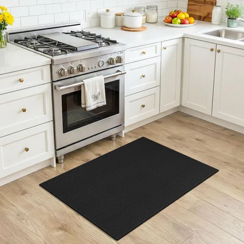 Miniatura 2 de KOZYFLY - Tapete para puerta de interior, lavable, pequeña, antideslizante, con respaldo de goma, felpudo de algodón para el hogar, color negro