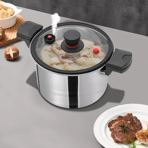 Miniatura 2 de Olla a presión de gran capacidad de 7.4 cuartos de galón, olla a presión de acero inoxidable con tapa de vidrio operativo, olla a presión de 60 Kpa