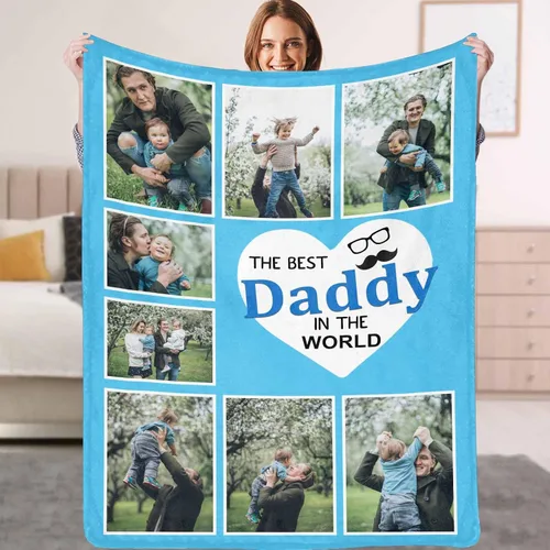 Miniatura 16 de Manta personalizada para padre con foto, regalos personalizados para papá, papá, abuelo, papá, cumpleaños, Navidad Papá Estilo 7