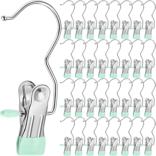 Miniatura 12 de 150 Piezas Ganchos Colgadores para Botas Clips Ganchos para Lavandería Colgadores de Acero Inoxidable Pinzas para Ropa Colgadores Portátiles
