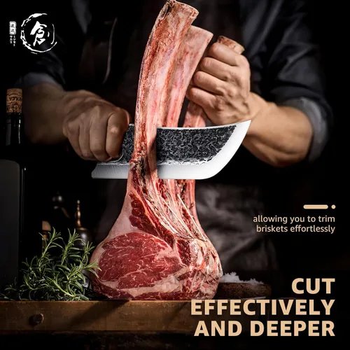 Miniatura 2 de DRGSKL Cuchillo Hendidor de Carne Forjado a Mano Cuchillos de Carnicero para Padres para Cortar Carne Cuchillo de Chef de Espiga Completa con Funda