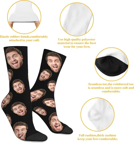 Miniatura 4 de heigudan Calcetines de cara personalizados, calcetines divertidos con caras para hombres, mujeres, amantes de los perros y gatos, regalos