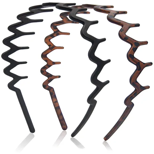 Miniatura 8 de Diademas en zig zag para mujeres y hombres, diadema ondulada de plástico antideslizante con peine de dientes, diademas clásicas de los años 90
