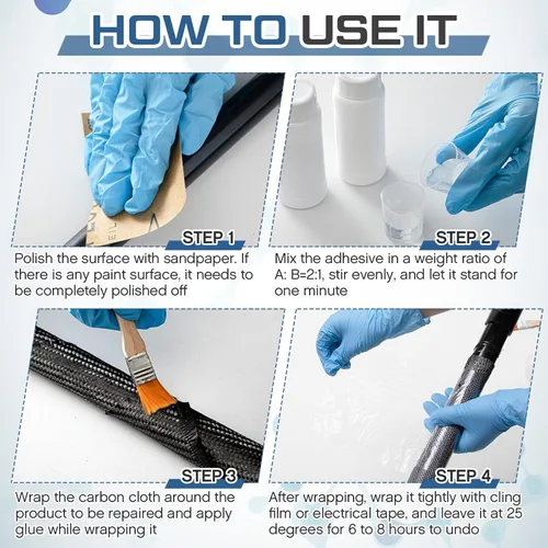 Miniatura 4 de Teenyyou Kit de reparación de fibra de carbono de 15 piezas con tela de fibra de carbono 3k 220g de trama de sarga, endurecedor de resina epoxi