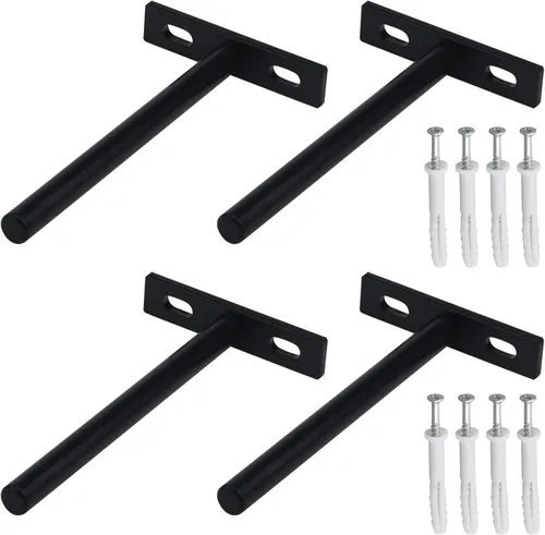 Miniatura 17 de Antrader Soporte de Estante Flotante Negro, 4 Piezas Soportes Ocultos de Estante de 2 Pulgadas Soporte Ciego de Estante Soportes Ocultos