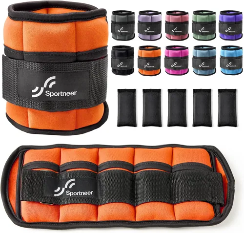 Miniatura 10 de Sportneer Juego de pesas de tobillo ajustables, 1 par, de 2, 4, 6, 8 y 10 libras, correas para el peso de las piernas para mujer, hombre, niños