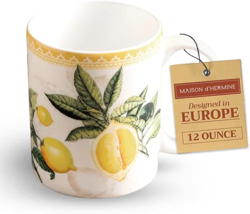 Miniatura 33 de Maison d' Hermine Taza de café con asas, tazas de porcelana fina de hueso, paquete de dos tazas de té para bebidas calientes, capuchino, latte, 015