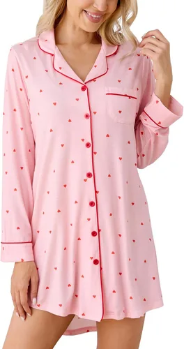 Miniatura 140 de Samring Camisón de pijama para mujer, manga corta/larga, con botones, camisón para dormir, camisón para novio, talla XXL