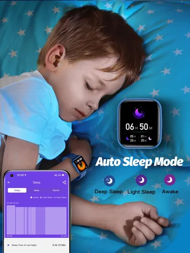 Miniatura 5 de Reloj Inteligente Butele para Niños, Reloj Inteligente para Niños de 4 a 16 Años con Modo de Sueño, 19 Modos Deportivos, Podómetro, Regalo de Azul
