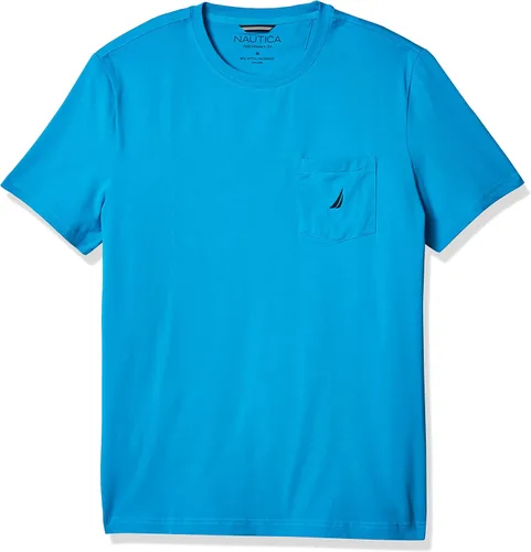 Nautica Camiseta de manga corta con cuello redondo y bolsillo para hombre