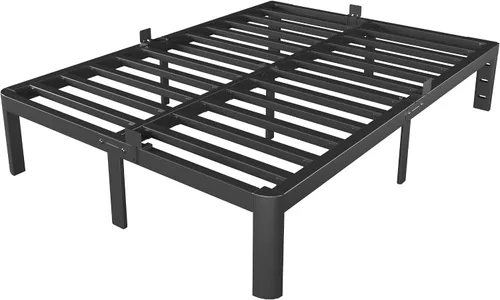 Miniatura 9 de Marco de cama de tamaño completo, no necesita somier, marco de cama de tamaño completo de metal de 14 pulgadas, agujeros para cabecero de bricolaje