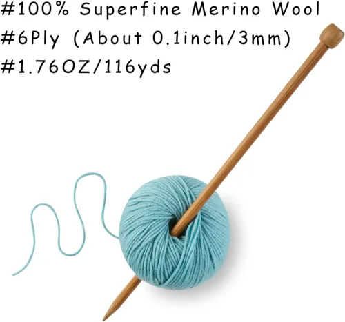 Miniatura 3 de 100% lana merino para tejer y ganchillo, hilo lujoso y suave de 6 cabos para tejer y crochet a mano, 1.76 oz/50 g, 127 yardas/116 metros