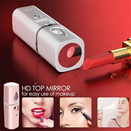 Miniatura 3 de GIVERARE Nano vaporizador facial, práctico mini rociador con espejo, rociador de niebla recargable por USB, tanque de agua visual hidratante e