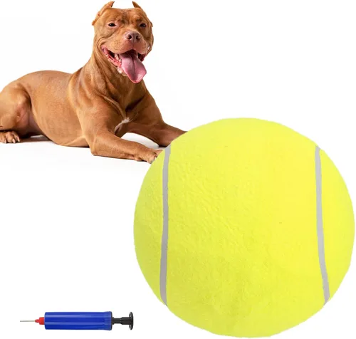 Miniatura 10 de SCENEREAL Pelota de tenis gigante para perros, paquete de 2, pelotas de tenis grandes de 9.5 pulgadas de grosor mejorado para perros, juguetes