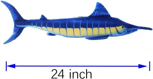 Miniatura 4 de Juguetes de peluche de pez Marlin azul de 24 pulgadas, suave felpa azul Makaira Mazara, juguetes de almohada de simulación, regalo para niños