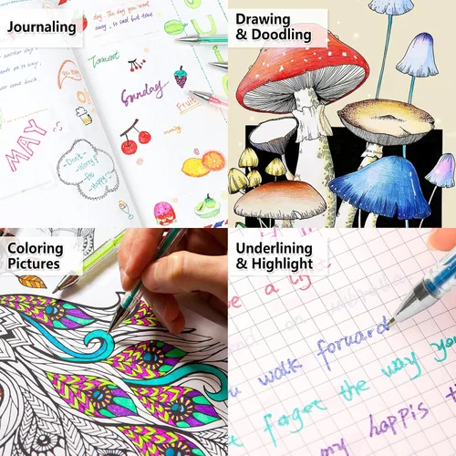 Miniatura 7 de Feela - Juego de plumas de gel de 360 colores, 180 plumas de gel y 180 recambios para libros de colorear para adultos