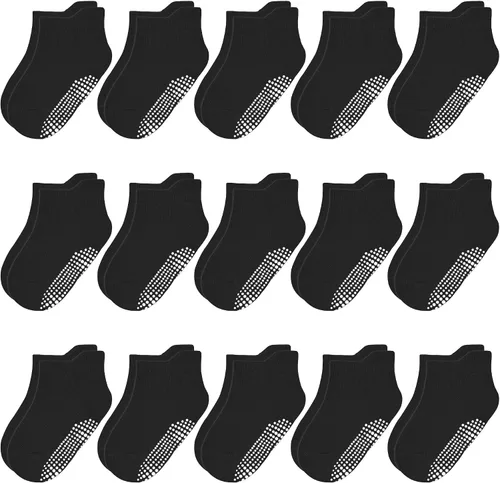 Miniatura 9 de HYCLES 15 pares de calcetines para niños pequeños, calcetines de agarre para niños de 6-12 meses 1-7 años, calcetines de tobillo antideslizantes