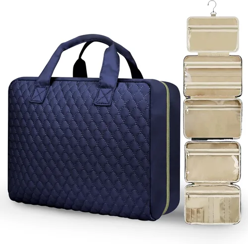 Miniatura 10 de Neceser de viaje desmontable para mujer – Neceser grande para mujeres que viajan – Bolsa de maquillaje colgante para cosméticos, organizador