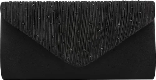 Evevictor Bolsos de mano para mujer, bolso de mano formal de noche, sobre de hombro, bolso de fiesta para boda, cóctel, baile de graduación, Negro -