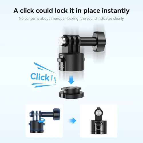 Miniatura 2 de TELESIN Base de adaptador de montaje para accesorios GoPro, montaje magnético de trípode de cámara de liberación rápida para DJI Action Osmo 3/4/5
