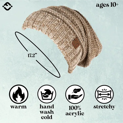 Miniatura 58 de Funky Junque Gorro de moda de punto trenzado de talla extragrande, grueso, abrigado, suave y holgado