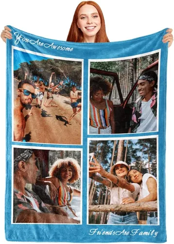 Miniatura 11 de ShineSand Manta personalizada con foto, manta de fotos personalizada con texto de nombre, manta divertida personalizada, manta de forro polar