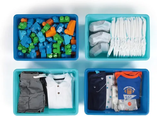 Miniatura 5 de Humble Crew Contenedores grandes de plástico para almacenamiento, juego de 4, azul marino/verde azulado, azul marino y verde azulado
